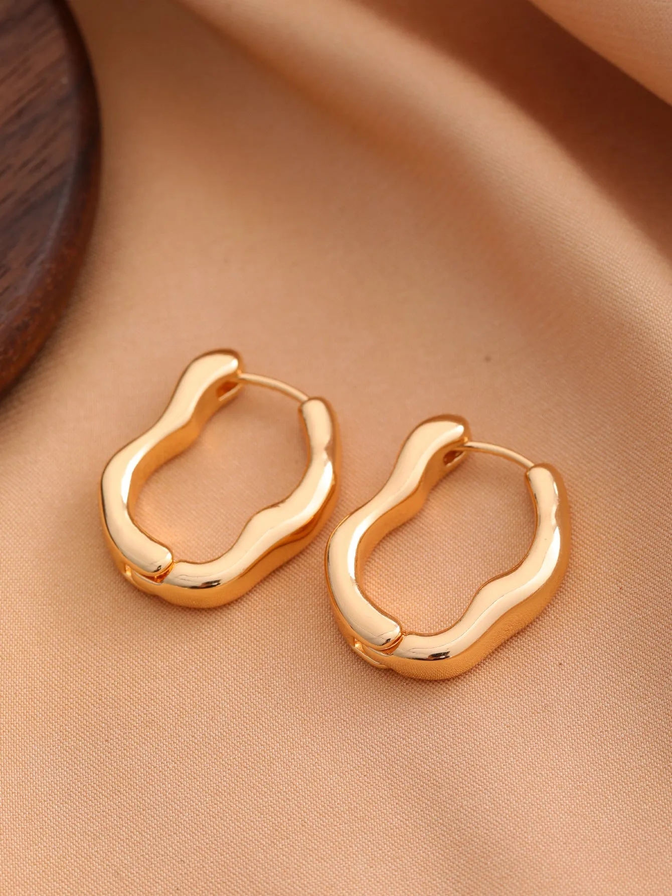 Smooth geometric hollow earrings set of 9 pairs for women in golden finish