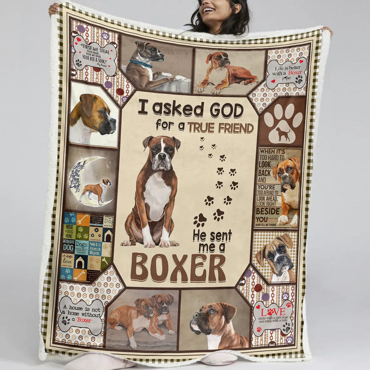 Brown sherpa fleece blanket for dogs, 60x80 inch size, hemmed edges, soft texture