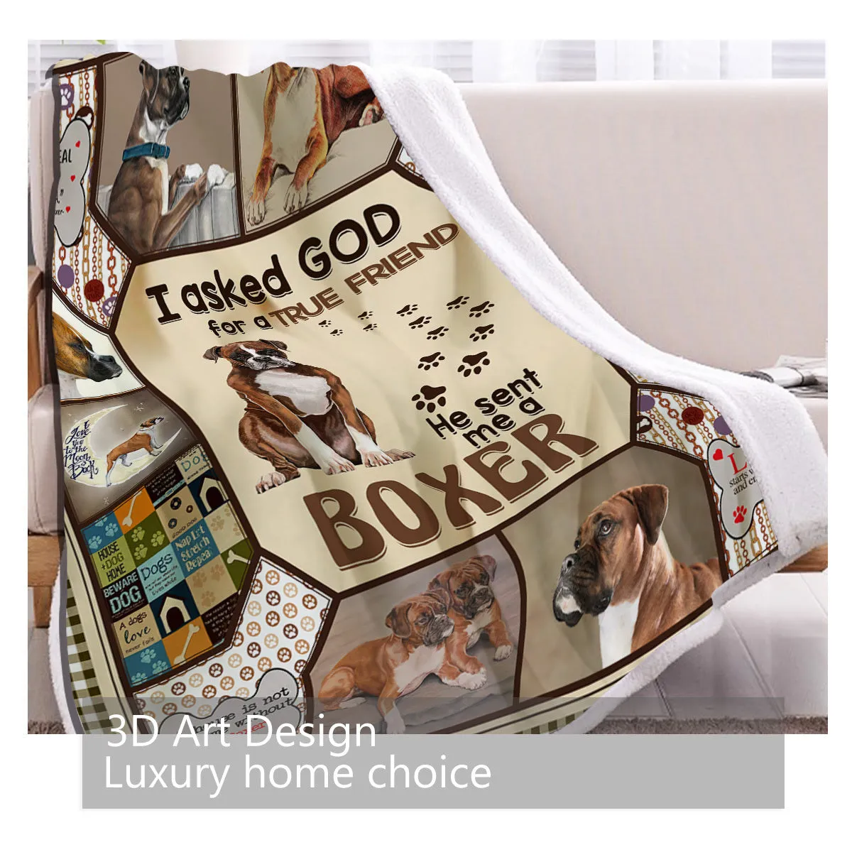 Brown sherpa fleece blanket for dogs, 60x80 inch size, hemmed edges, soft texture