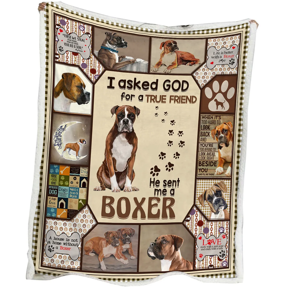 Brown sherpa fleece blanket for dogs, 60x80 inch size, hemmed edges, soft texture