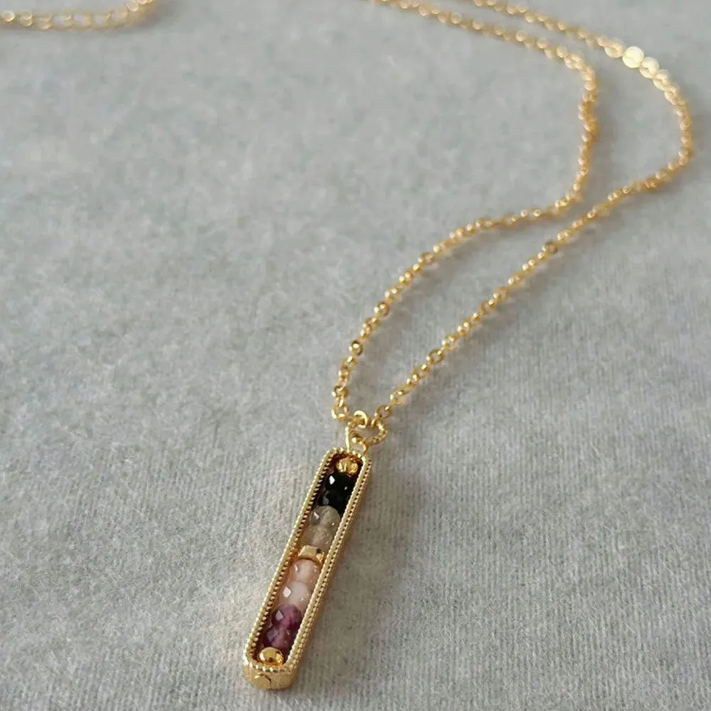 Heart-shaped pendant necklace for women transparent colour alloy O-shaped chain adjustable 41-50cm