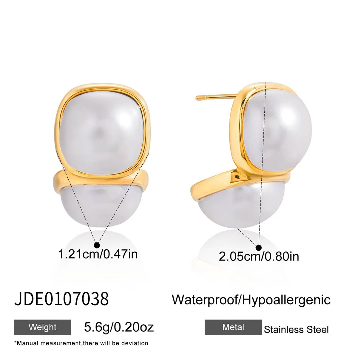 Stainless steel geometric quadrilateral earrings with electroplated finish in colour JDE0107038