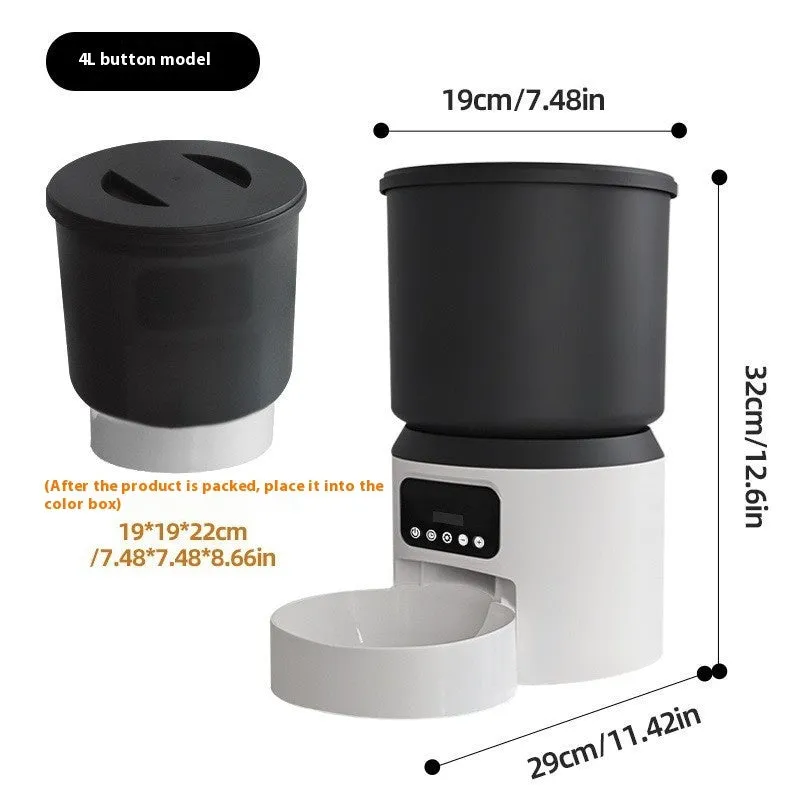 4 litre smart pet feeder with mobile app showing remote scheduling interface