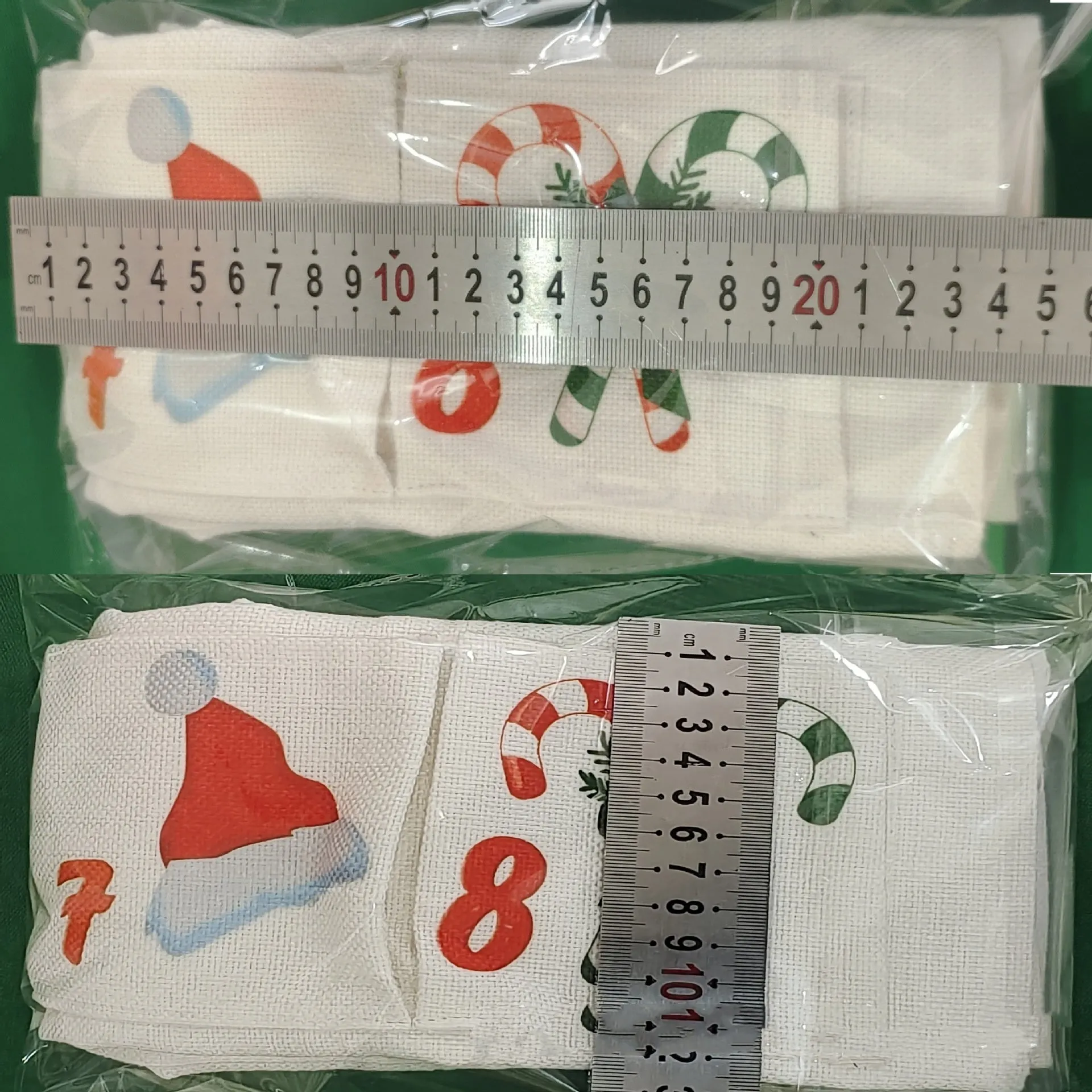 Brocade Christmas advent calendar gift bag with silk screen print, 50x100cm, Colour 01