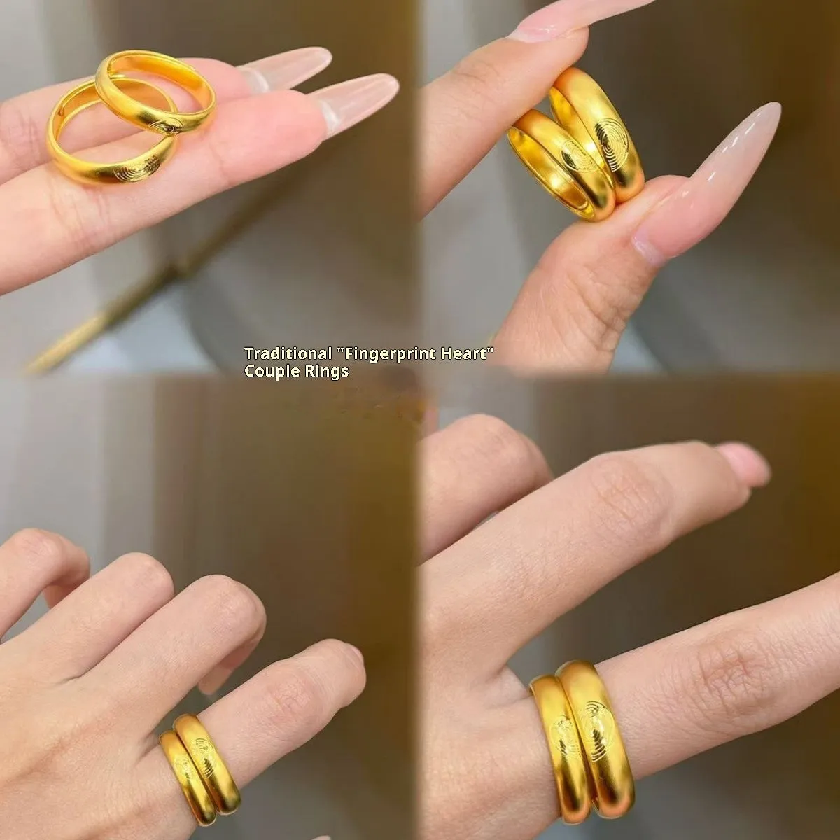 Brass Chinese lotus Double Double Happy couple ring with adjustable opening in ancient couple style for men and women