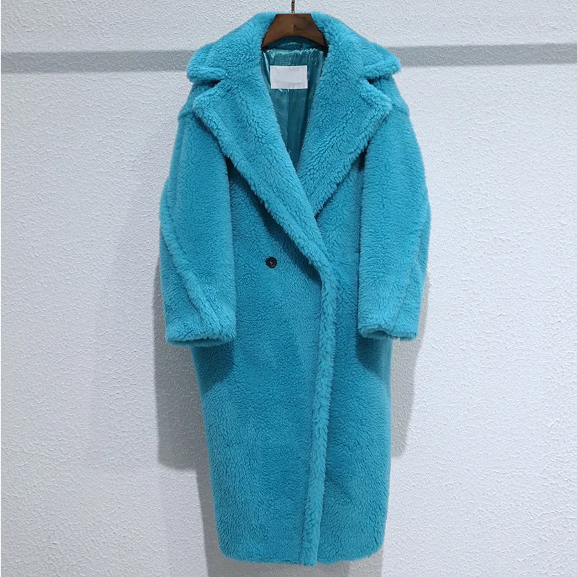 Women's Wool Coat Long Pink Wool Alpaca Fleecefiber Fur Coat Urban Style Temperament Commute Medium Length Coat Conventional Sleeve Long Sleeve XS S M Sizes