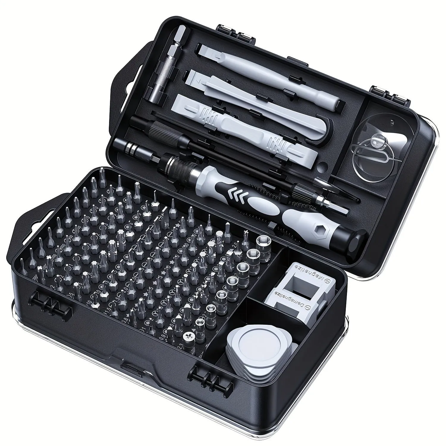 115-in-one manual screwdriver tool set with carbon steel cutter head and 90mm bar on a flat surface
