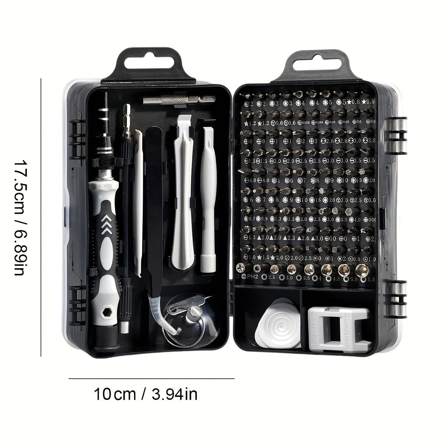 115-in-one manual screwdriver tool set with carbon steel cutter head and 90mm bar on a flat surface