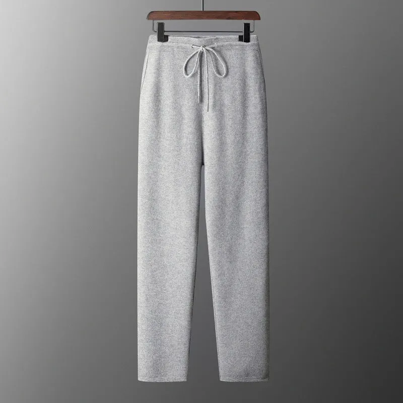 Men's wool coat casual pants suit hooded thickening long sleeve in light gray