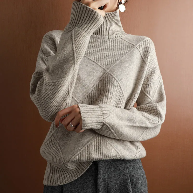 Long-sleeved knitwear top with plain weave and collage splicing, one size, beige colour