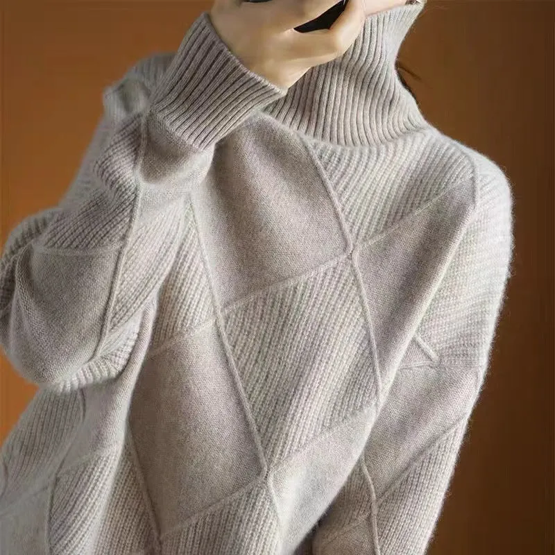 Long-sleeved knitwear top with plain weave and collage splicing, one size, beige colour