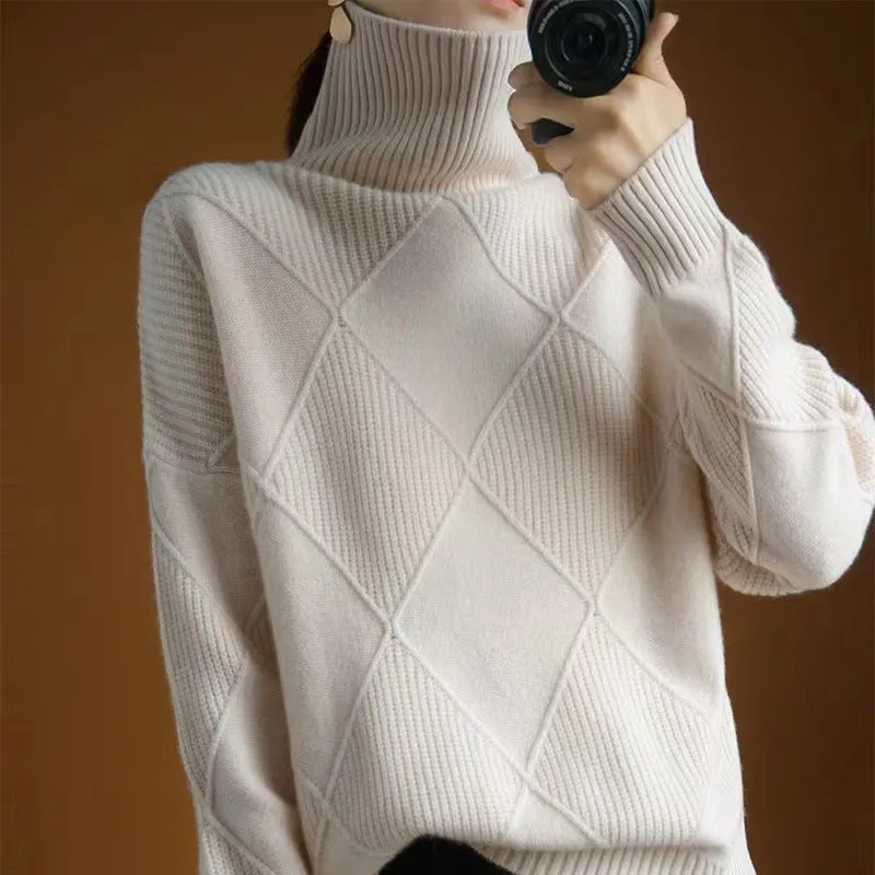 Long-sleeved knitwear top with plain weave and collage splicing, one size, beige colour