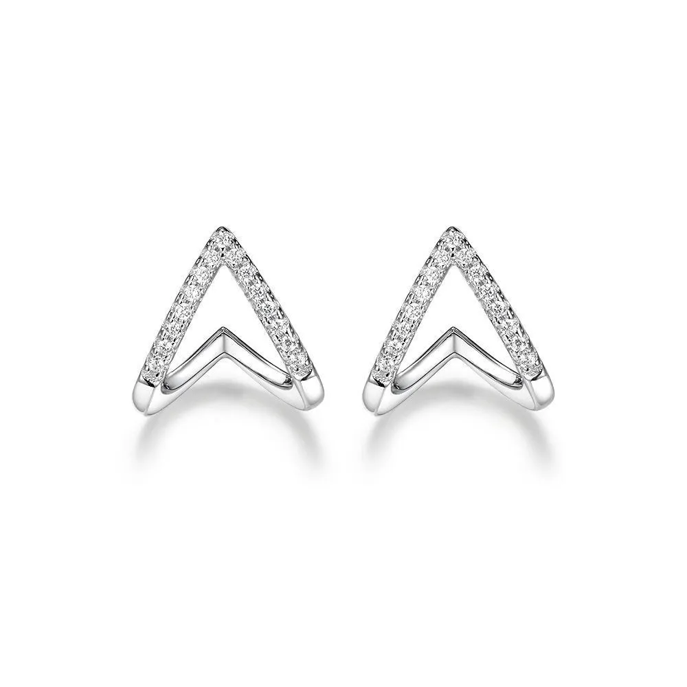 925 silver smile earrings with diamond-embedded design, U-shaped geometric silhouette, Style 1