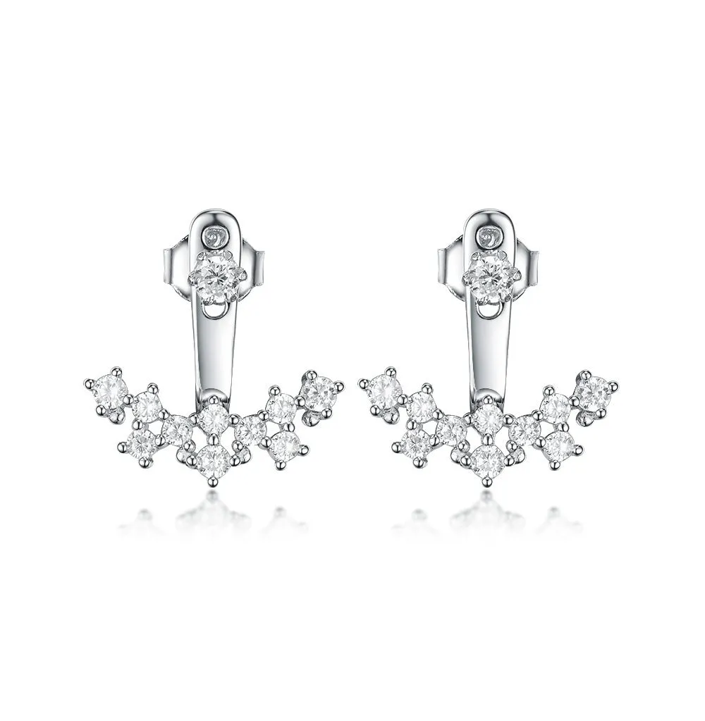 925 silver smile earrings with diamond-embedded design, U-shaped geometric silhouette, Style 1