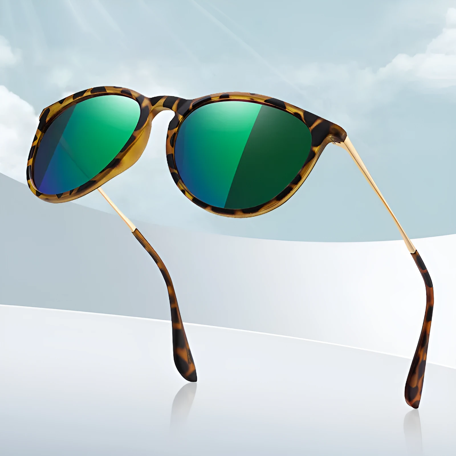 Fashion retro polarised sunglasses with UV400 protection and plastic full frame in C1 bright black with black grey lens