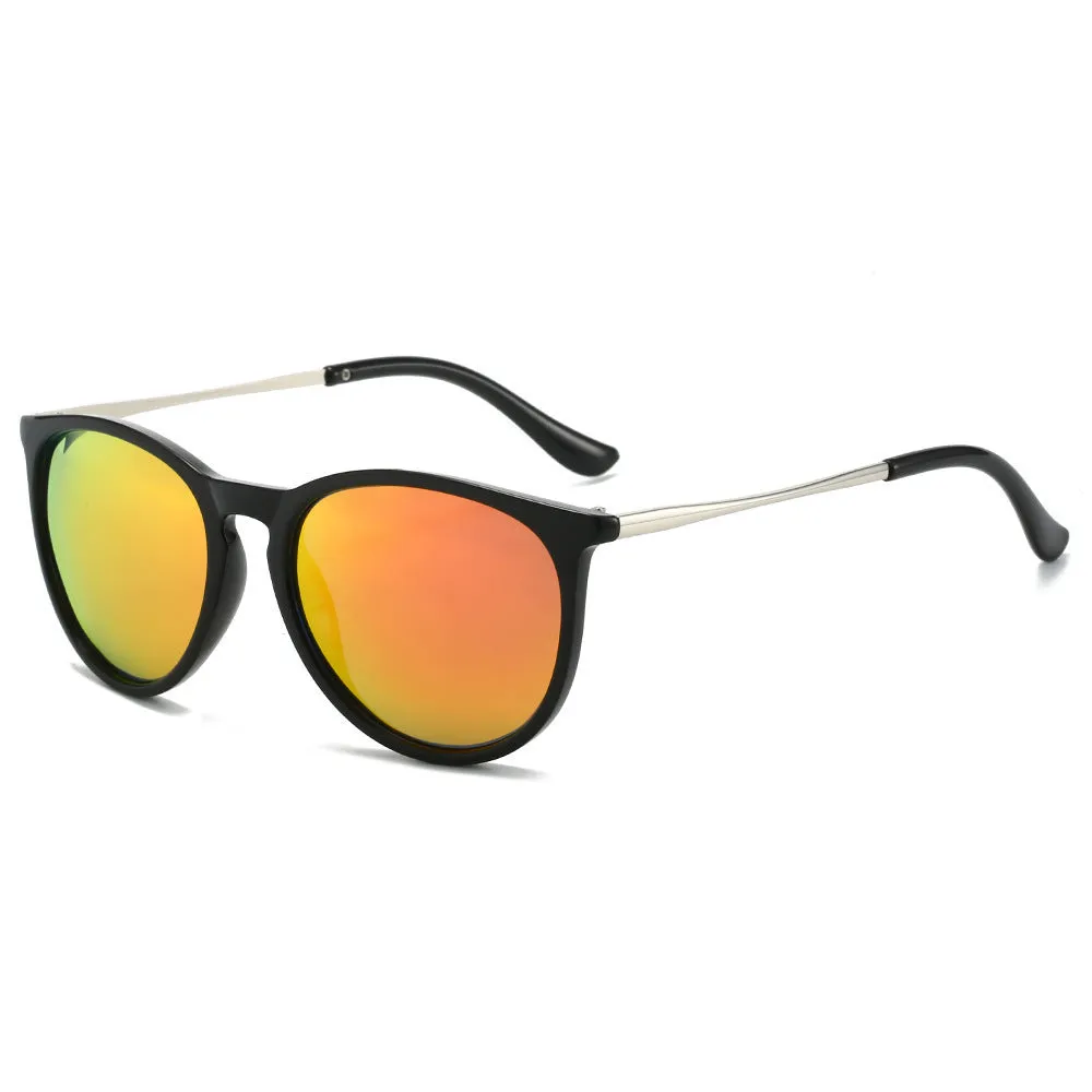 Fashion retro polarised sunglasses with UV400 protection and plastic full frame in C1 bright black with black grey lens