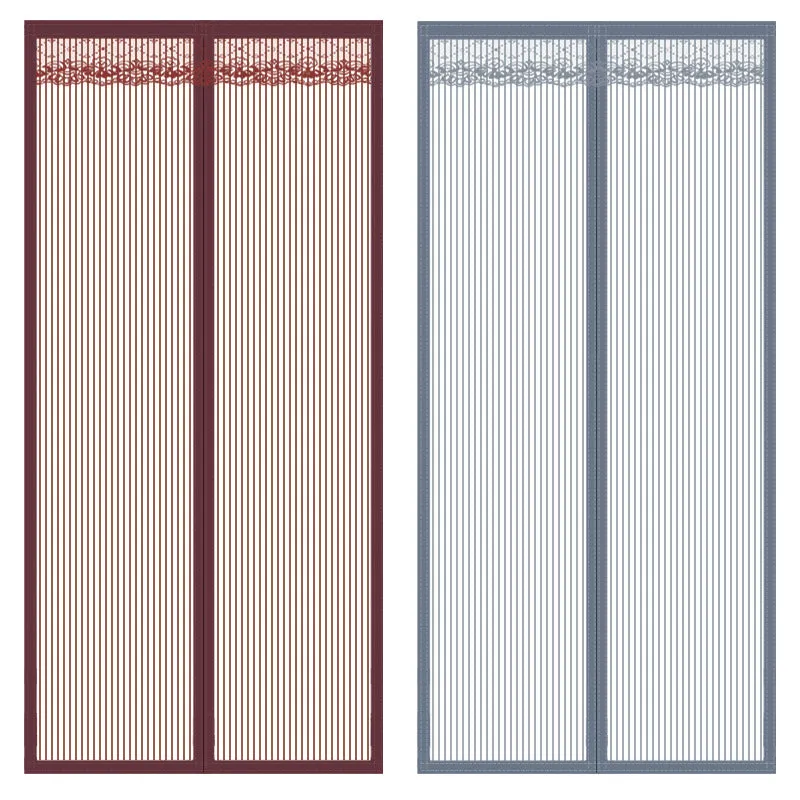 Self-priming Velcro door curtain in striped coffee colour measuring 90x230cm for household partition use