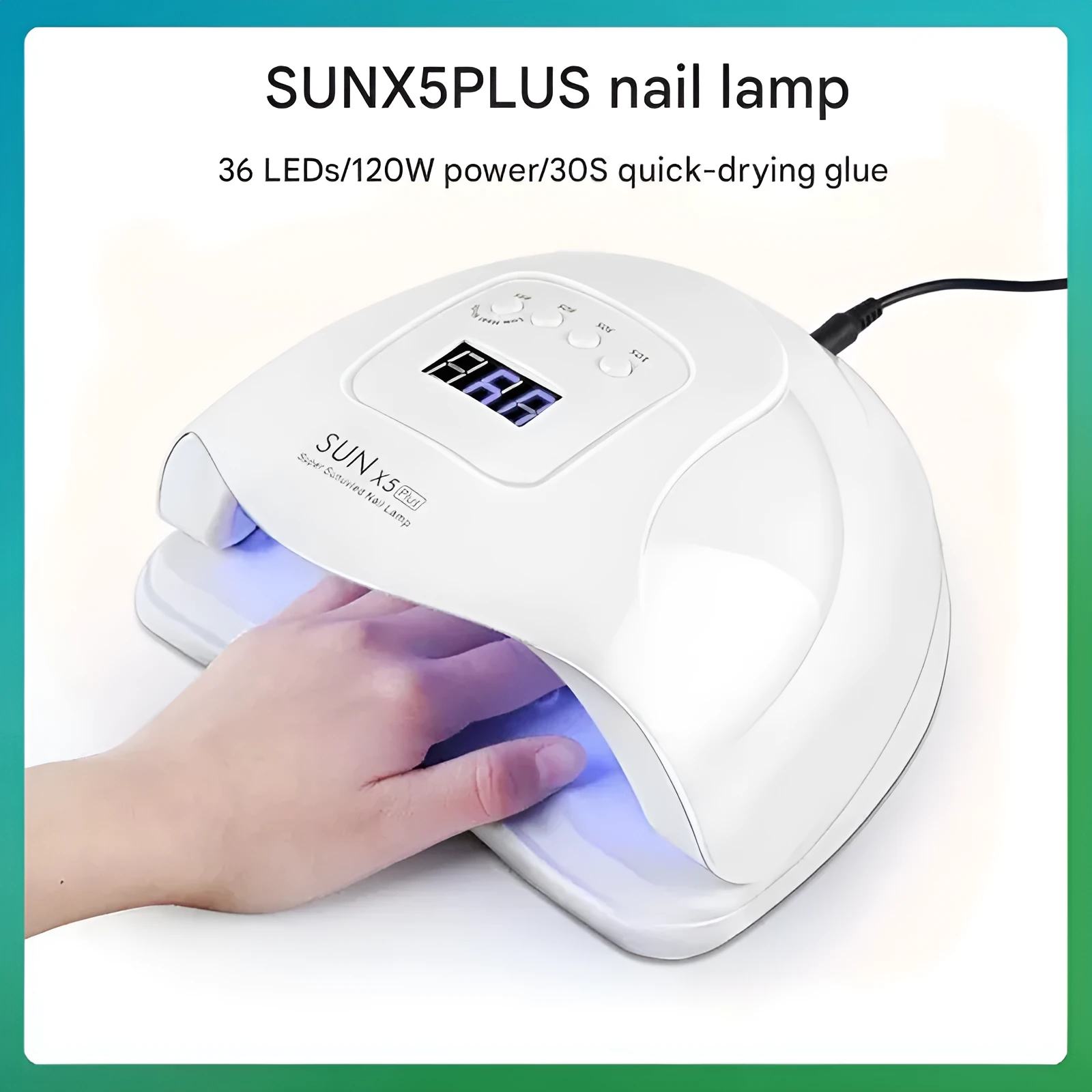 120W UV nail drying lamp in pink with automatic sensor for gel polish curing