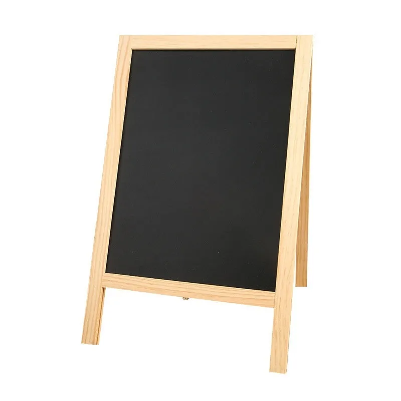 A-shaped double-sided blackboard 20x30cm on wooden easel, natural wood colour