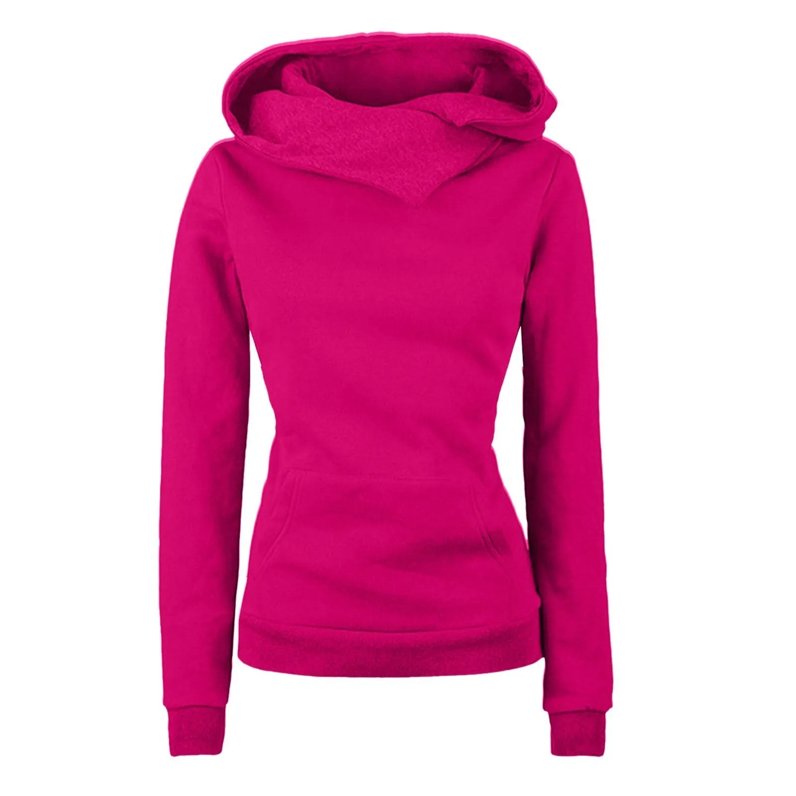 Women's irregular long sleeve sweater in solid colour casual pullover polyester fibre top