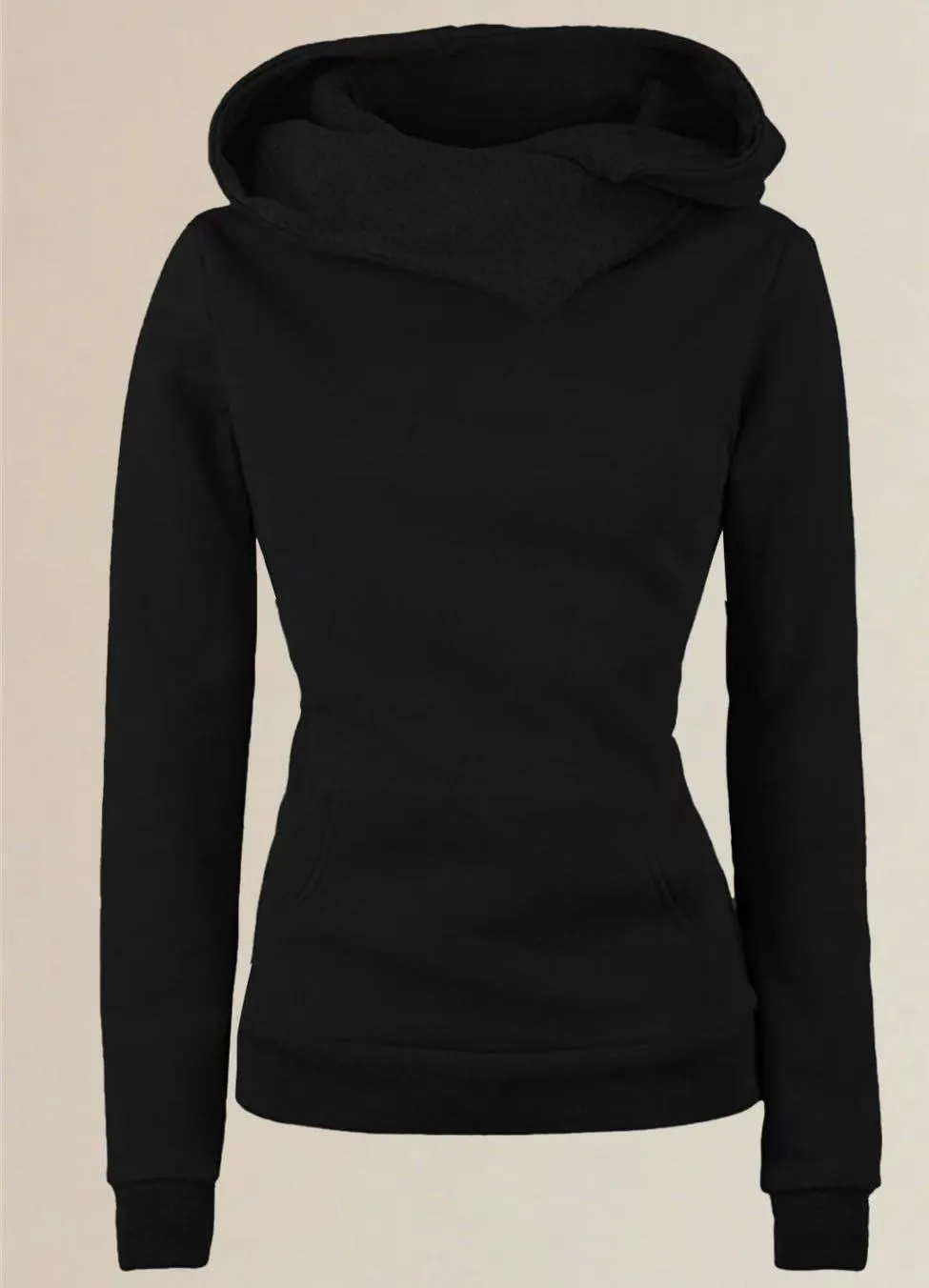 Women's irregular long sleeve sweater in solid colour casual pullover polyester fibre top
