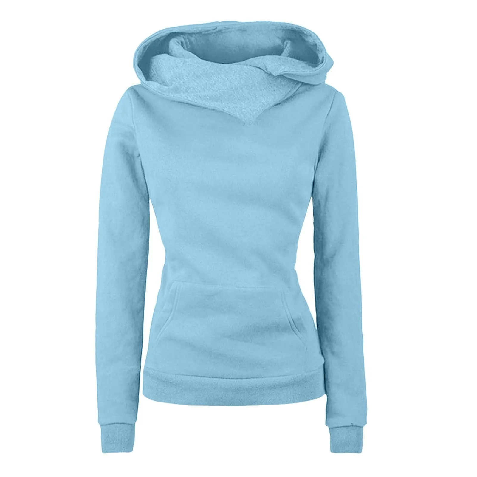 Women's irregular long sleeve sweater in solid colour casual pullover polyester fibre top
