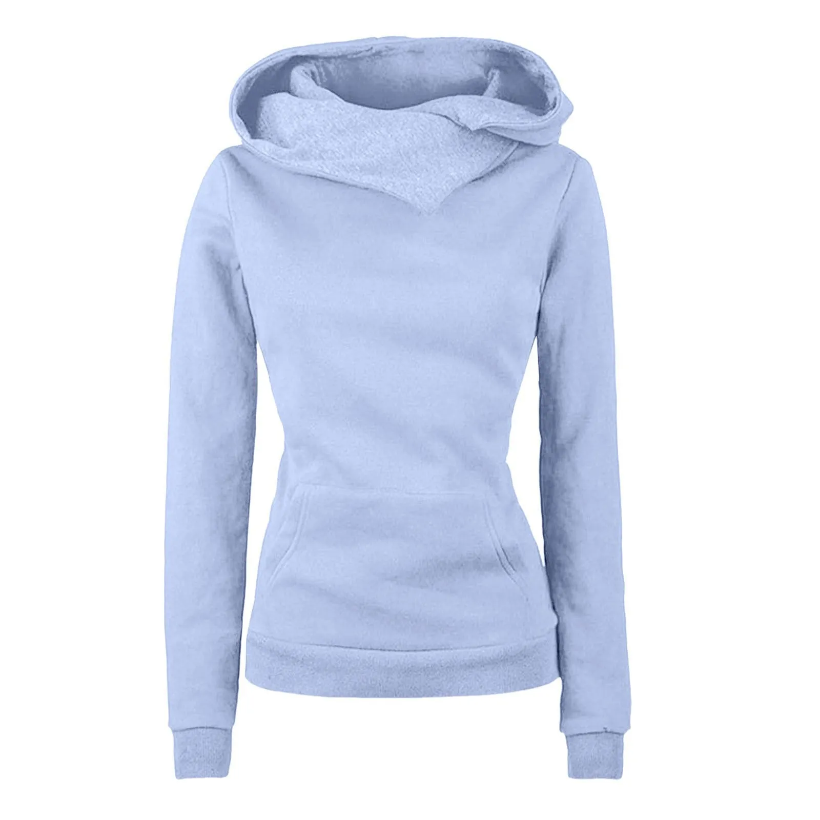 Women's irregular long sleeve sweater in solid colour casual pullover polyester fibre top