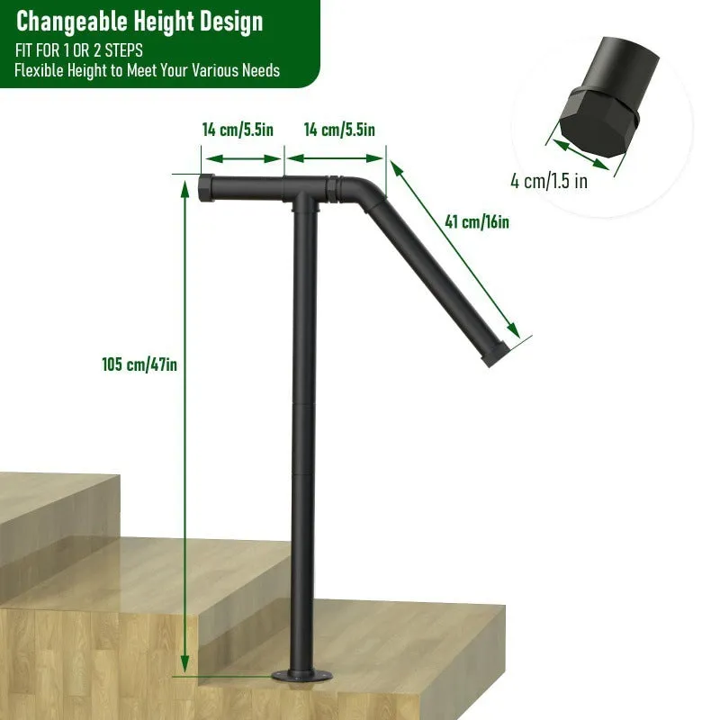 Black metal ladder support with American minimalist design for stair mounting