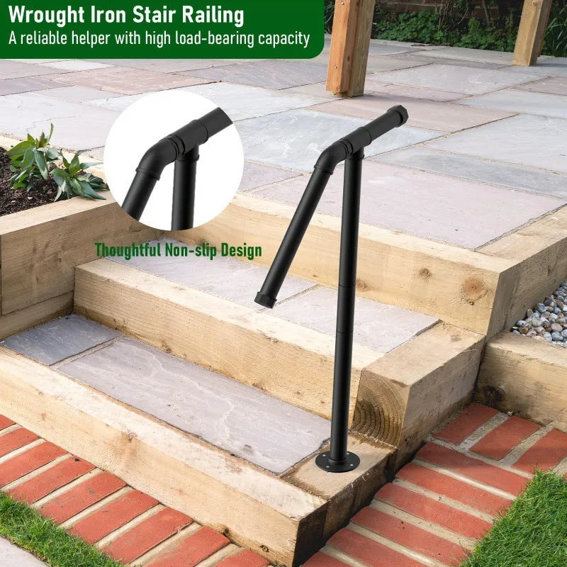 Black metal ladder support with American minimalist design for stair mounting