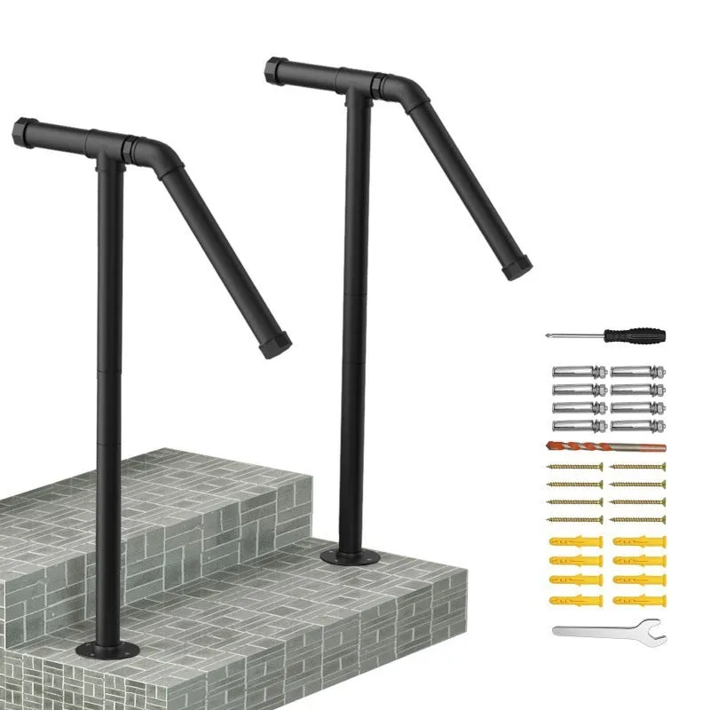 Black metal ladder support with American minimalist design for stair mounting