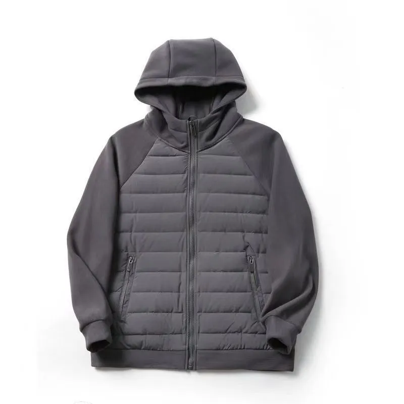 Casual loose fit polyester blend coat in solid colour Black with round hem