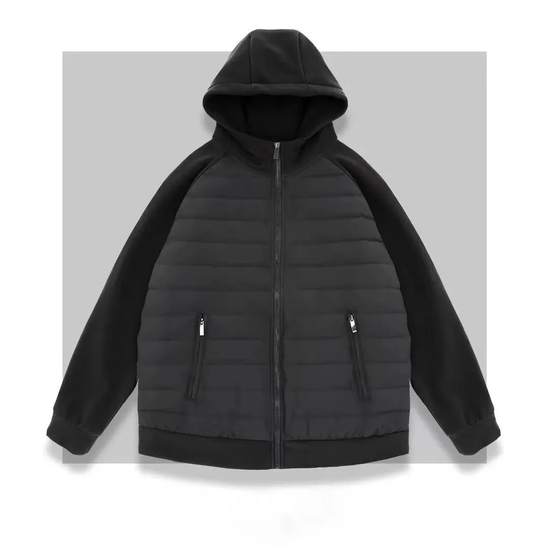 Casual loose fit polyester blend coat in solid colour Black with round hem