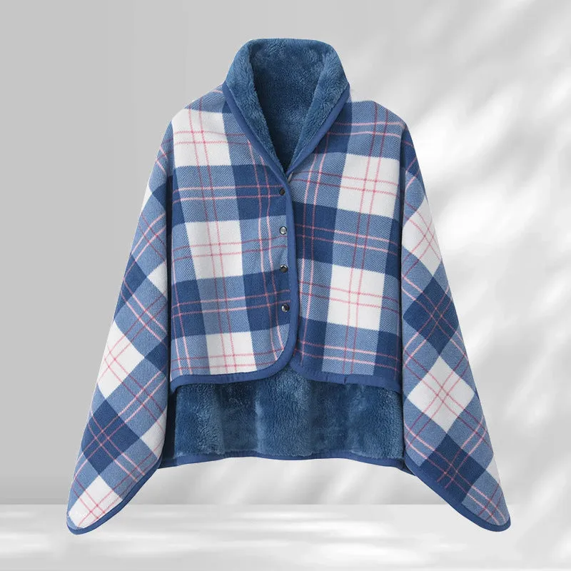Japanese style polyester shawl blanket in stripe pattern, available in 80x130cm or 100x140cm, for office or winter nap use
