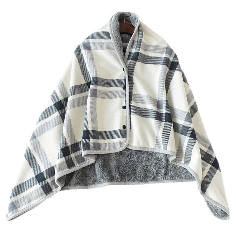 Japanese style polyester shawl blanket in stripe pattern, available in 80x130cm or 100x140cm, for office or winter nap use
