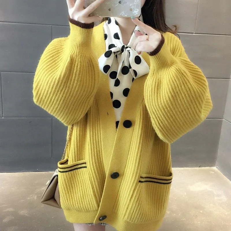 Casual knitted coat for women with button front, sleeveless, A-line silhouette, available in beige, lake blue, pink, yellow, sizes S to 3XL
