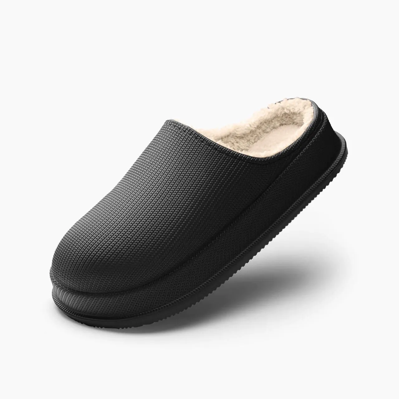 Warm cotton slippers with waterproof EVA sole in caramel colour, flat heel, available in large sizes for men and women