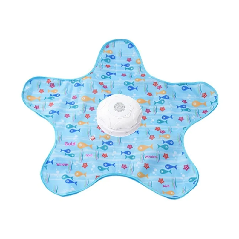 Blue-fish electric cat toy with smart hunting cover on floor
