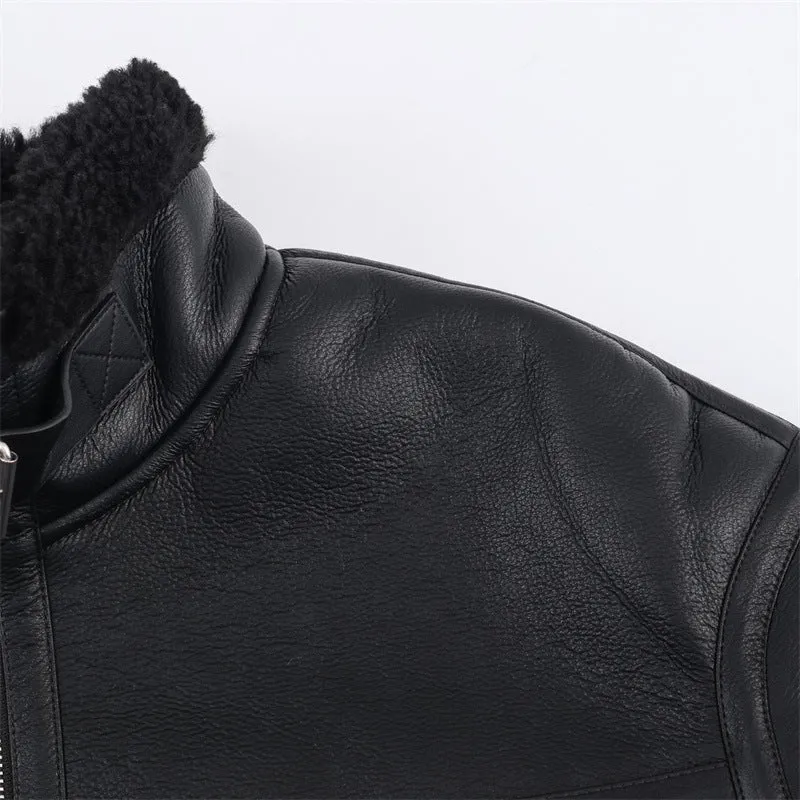 Women's double-sided fleece jacket in black with PU fabric, medium thickness, casual style, size S