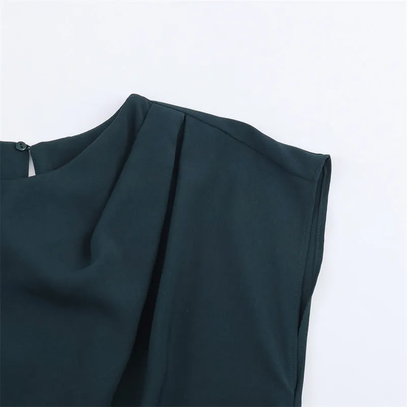 Women's simple stitching midi cotton skirt dress with asymmetric hem and plaid pattern