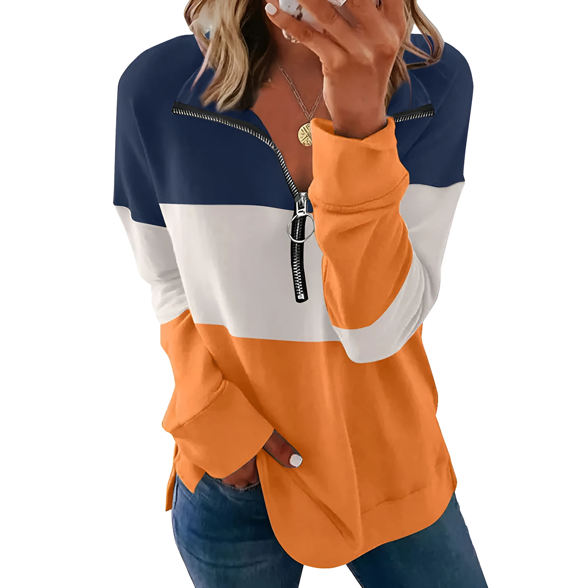 Women's loose-fitting long-sleeved leopard print sweater in various colours on a hanger.