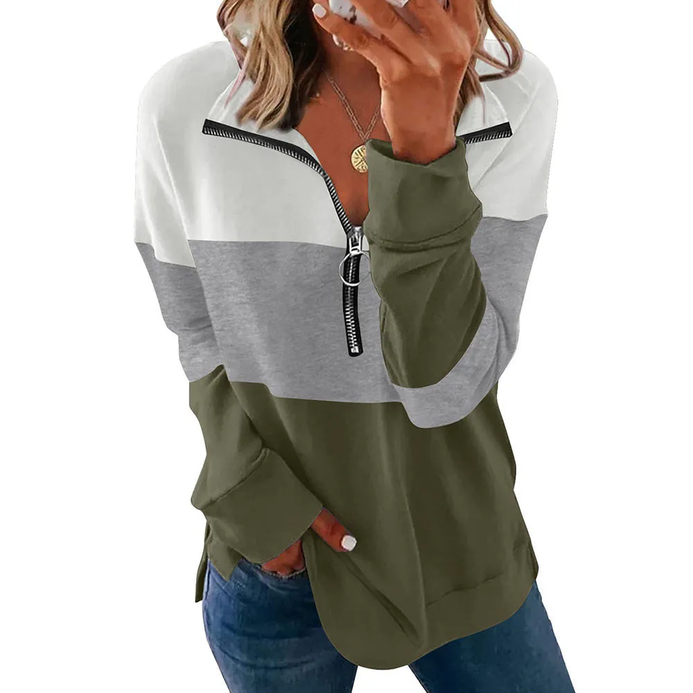 Women's loose-fitting long-sleeved leopard print sweater in various colours on a hanger.