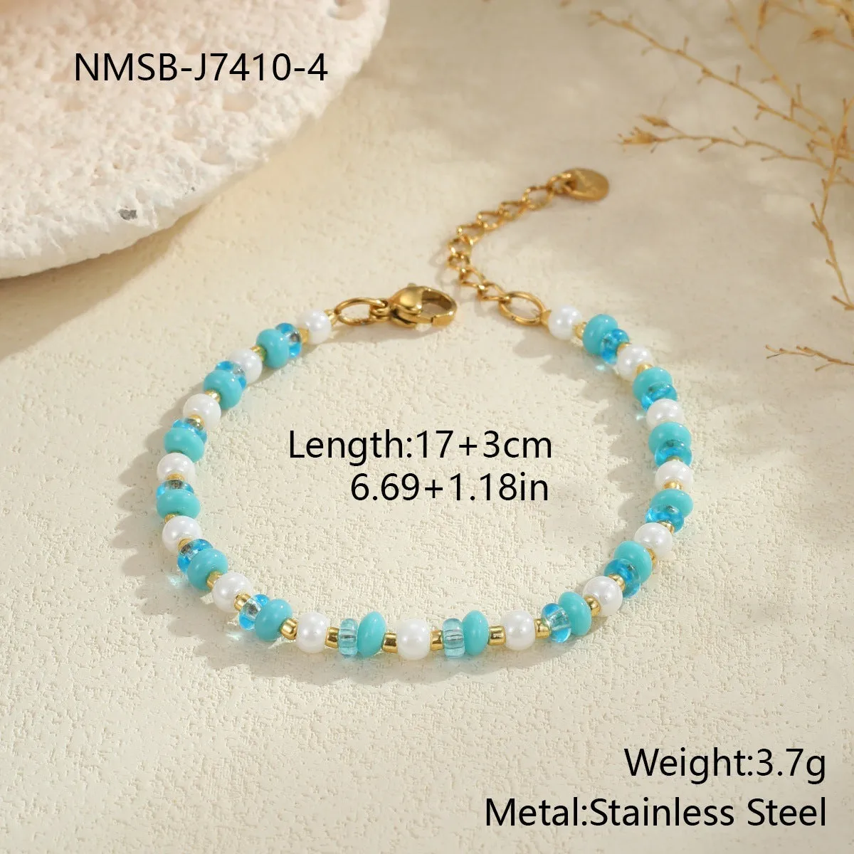 18K gold plated stainless steel geometric chain necklace for women, adjustable 41-50cm, pink or blue colour, fashion OL style, electroplated finish