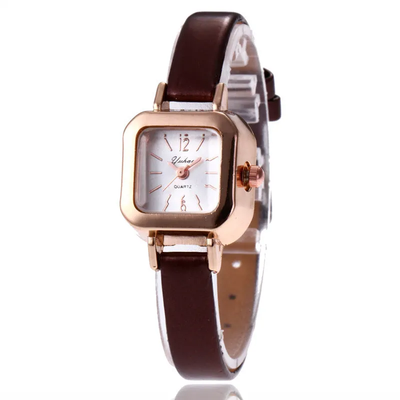 Women's fashion watch with alloy case and 10mm thickness in black, white, pink, or brown