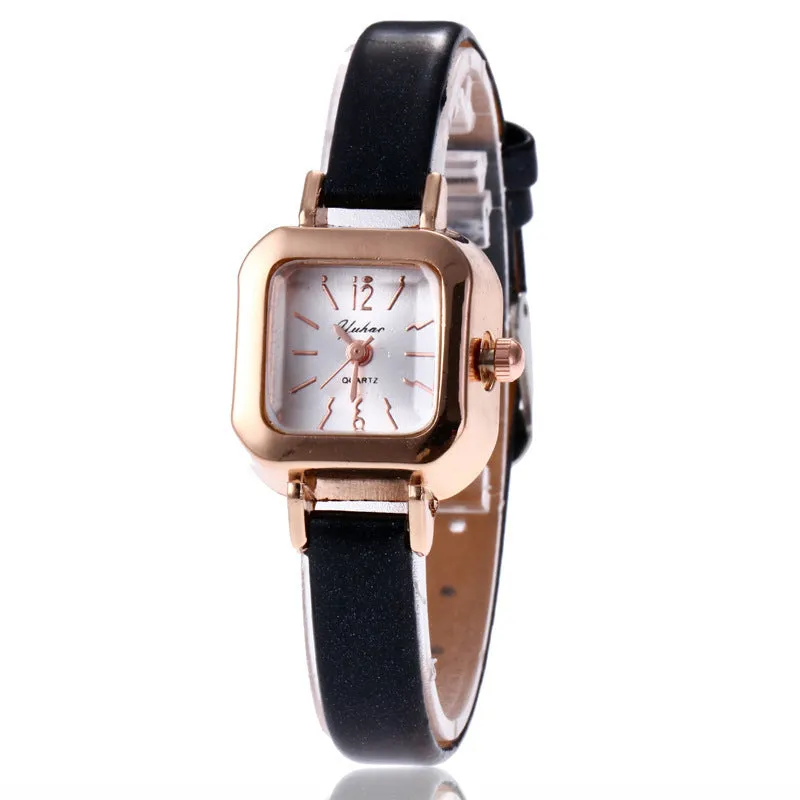 Women's fashion watch with alloy case and 10mm thickness in black, white, pink, or brown