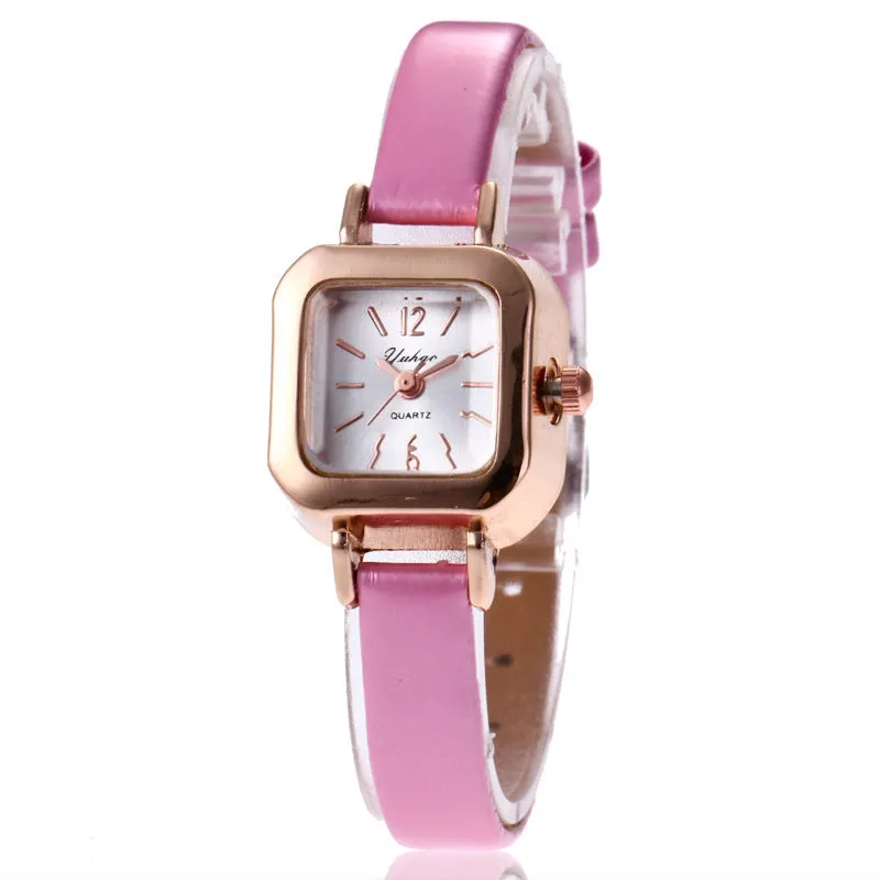 Women's fashion watch with alloy case and 10mm thickness in black, white, pink, or brown