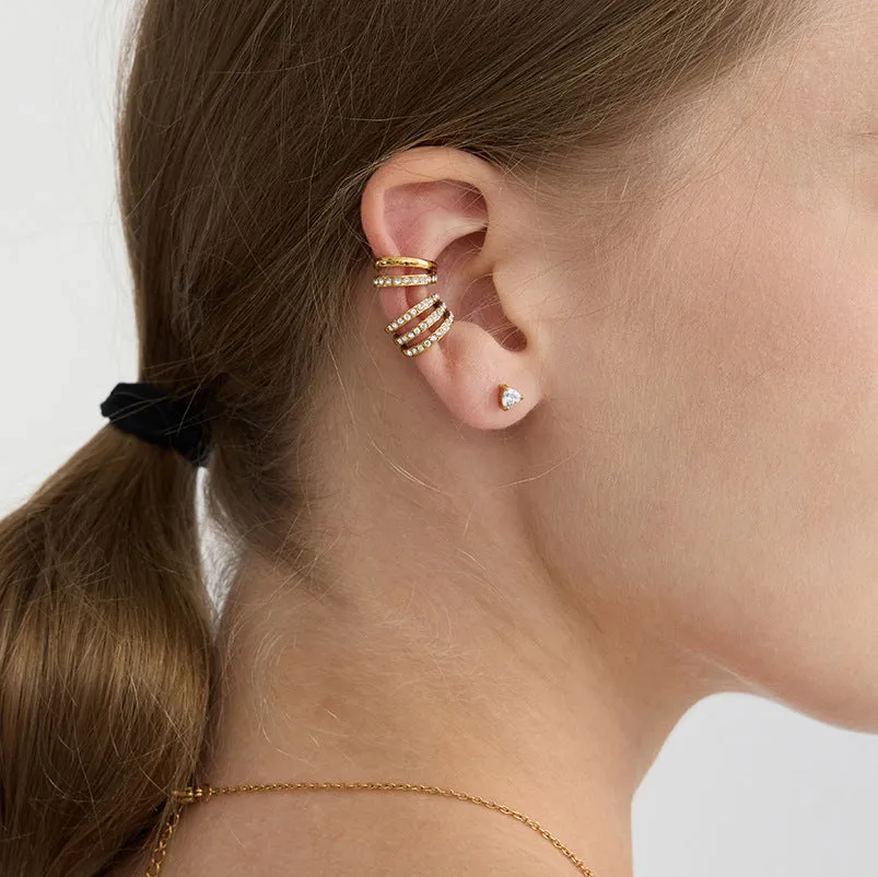 Women's stainless steel non-piercing clip-on earrings with geometric ring shape and electroplated finish in JDE0309004 colour.
