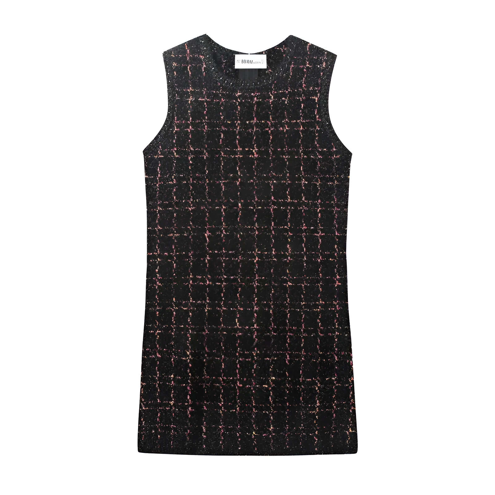Women's slim-fit hooded knitted mini dress with pleated asymmetric skirt in mercerised cotton, picture colour