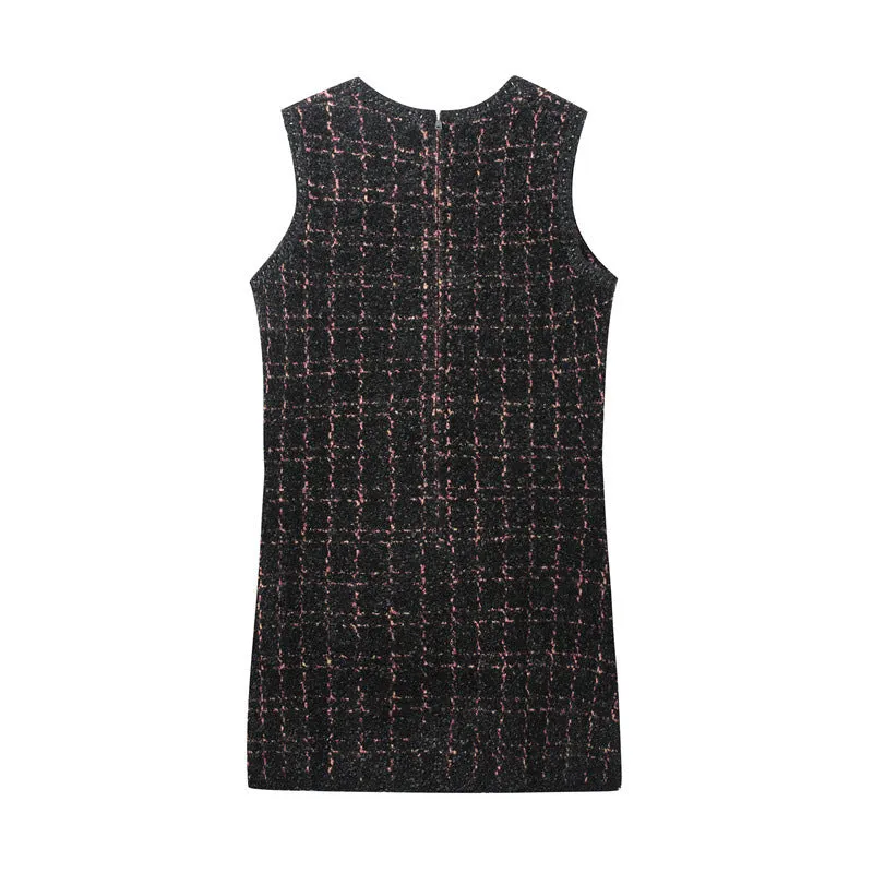 Women's slim-fit hooded knitted mini dress with pleated asymmetric skirt in mercerised cotton, picture colour