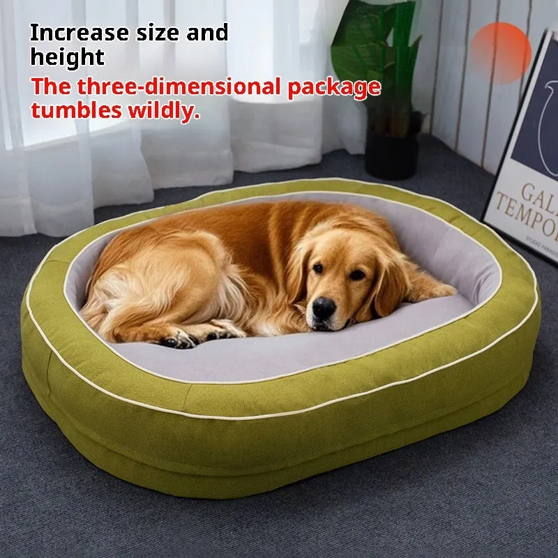 Four Seasons Universal oval pet bed in brown with removable cloth cover for dogs, large size