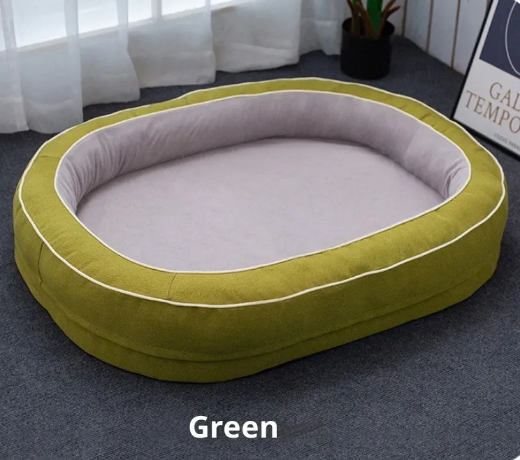 Four Seasons Universal oval pet bed in brown with removable cloth cover for dogs, large size